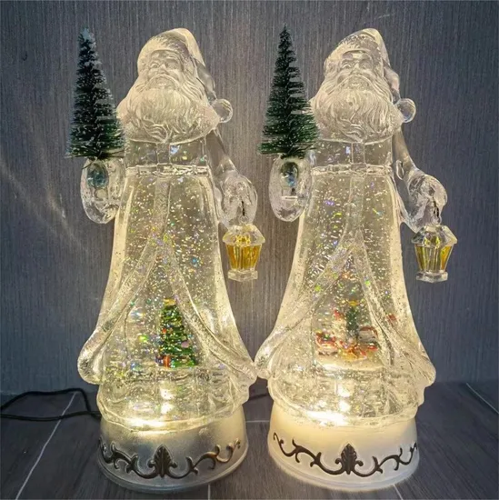 Produttore OEM di artigianato acrilico trasparente personalizzato in fabbrica per la decorazione della casa, regalo di Natale di Babbo Natale, lampada da tavolo, luce notturna, in Cina